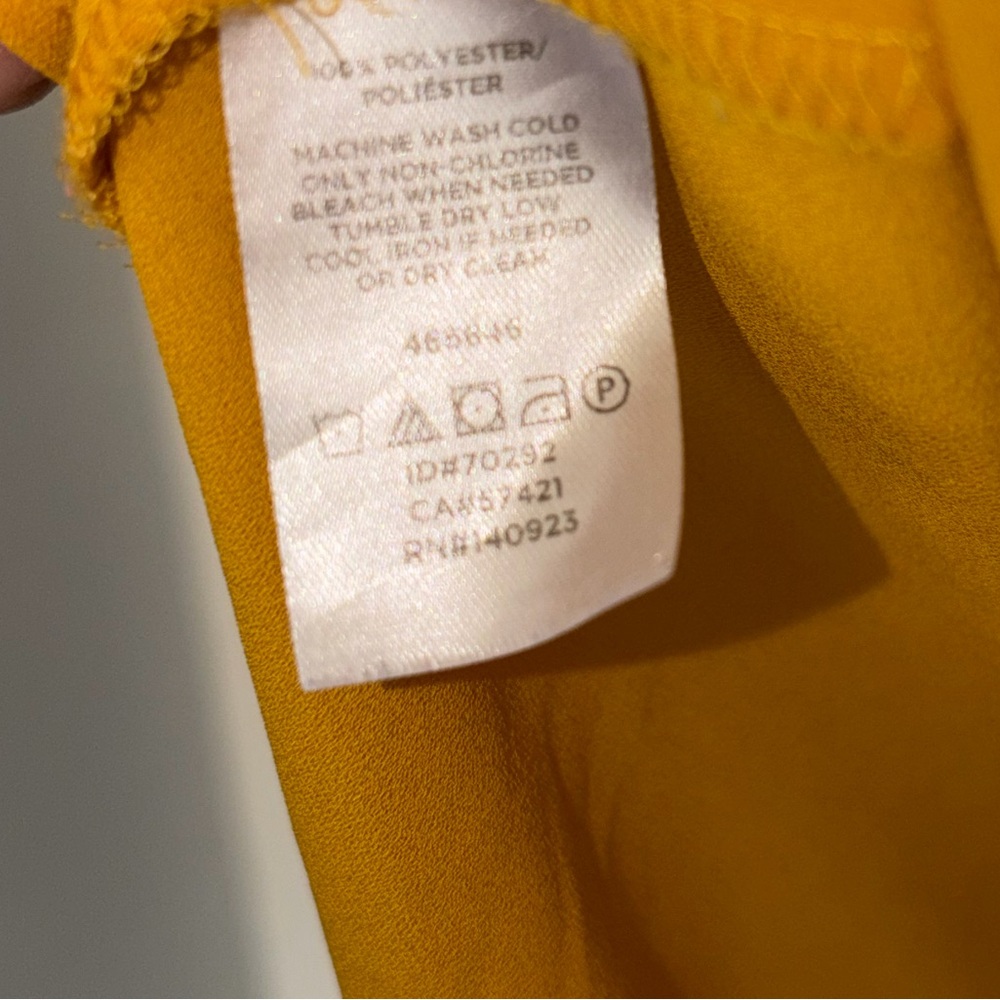 LOFT Women's Ruffled mustard Top - Picture 6 of 6